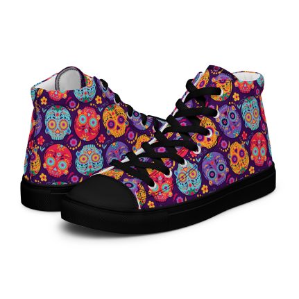 Skullys pattern Men’s high top canvas shoes