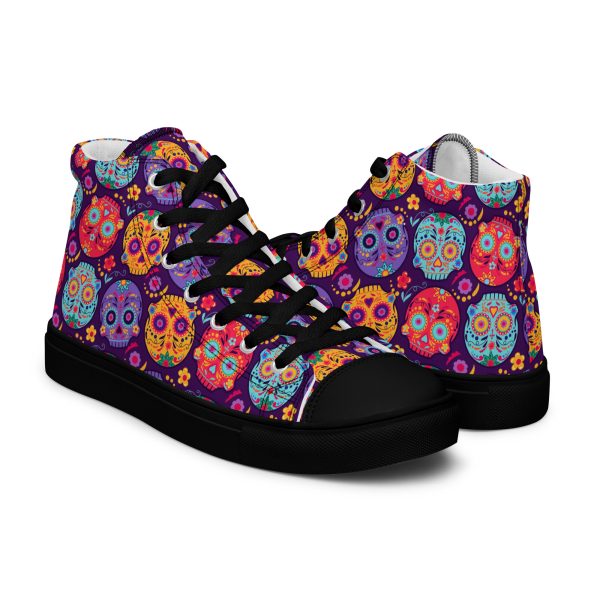 Skullys pattern Men’s high top canvas shoes - Image 2