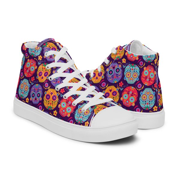 Skullys pattern Men’s high top canvas shoes - Image 4